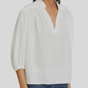 Frame Women's Ivory Long Sleeve V-Neck Cali Silk Blouse Top Size Small